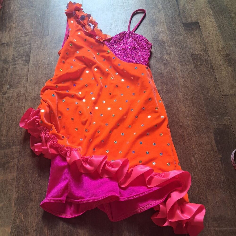 Costume gallery dance costume 5587 medium sassy bright orange fuschia latin